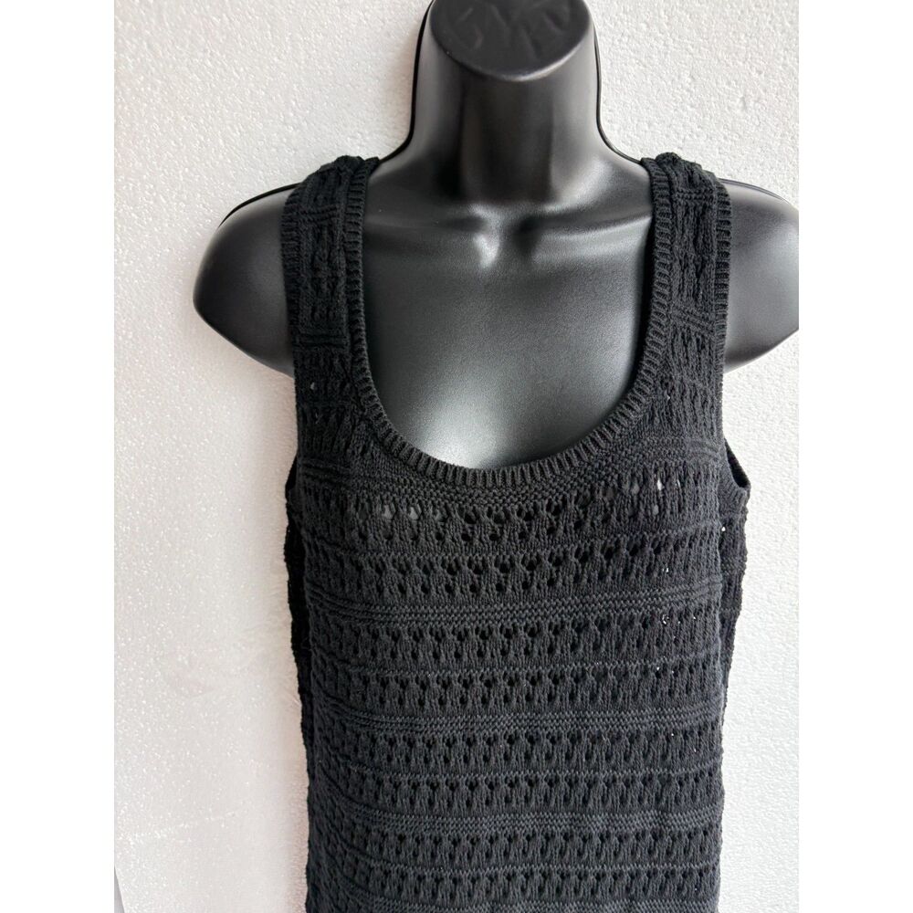 Old Navy Cotton Fitted Sleeveless Crochet Swim Cover Up Midi Dress Black Size M - Picture 3 of 12